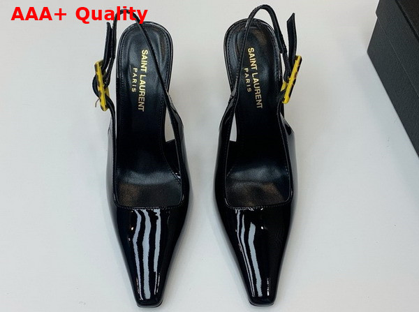 Saint Laurent Dune Slingback Pumps in Black Patent Leather Replica