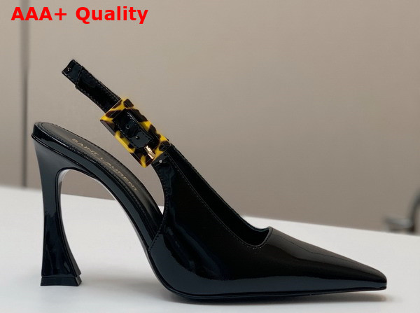 Saint Laurent Dune Slingback Pumps in Black Patent Leather Replica