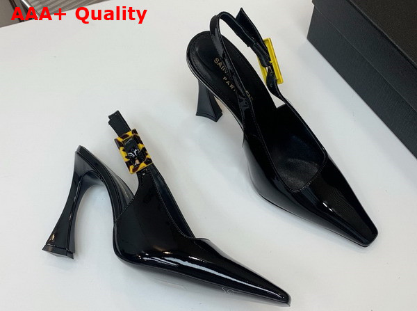 Saint Laurent Dune Slingback Pumps in Black Patent Leather Replica