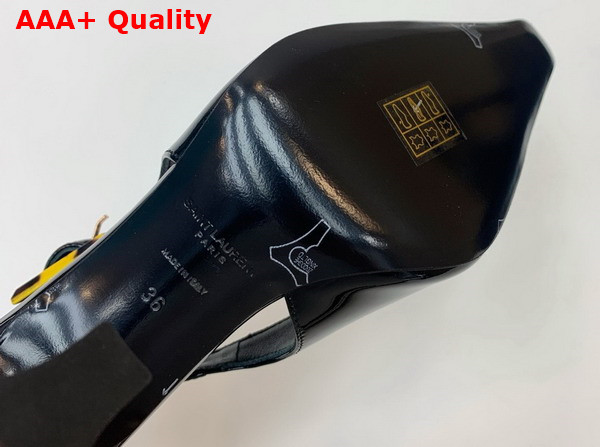 Saint Laurent Dune Slingback Pumps in Black Patent Leather Replica