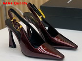 Saint Laurent Dune Slingback Pumps in Marron Glace Patent Leather Replica