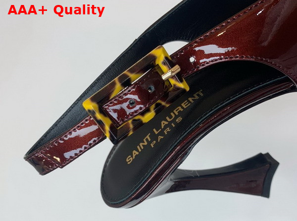 Saint Laurent Dune Slingback Pumps in Marron Glace Patent Leather Replica