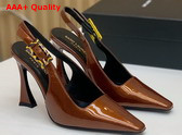 Saint Laurent Dune Slingback Pumps in Wood Patent Leather Replica