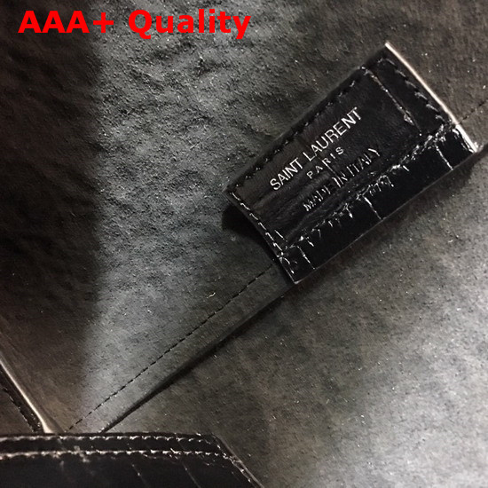 Saint Laurent EW Shopping Bag in Black Embossed Crocodile Leather Replica