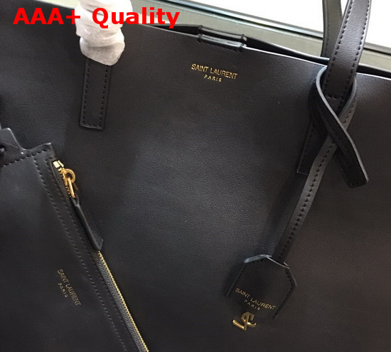 Saint Laurent EW Shopping Bag in Black Supple Leather Replica