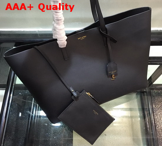Saint Laurent EW Shopping Bag in Black Supple Leather Replica