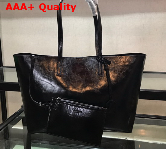 Saint Laurent EW Shopping Bag in Black Vintage Leather Replica