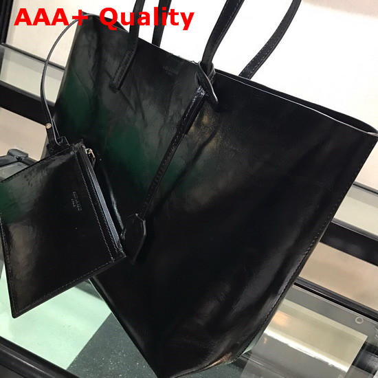 Saint Laurent EW Shopping Bag in Black Vintage Leather Replica