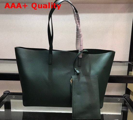 Saint Laurent EW Shopping Bag in Dark Green Supple Leather Replica