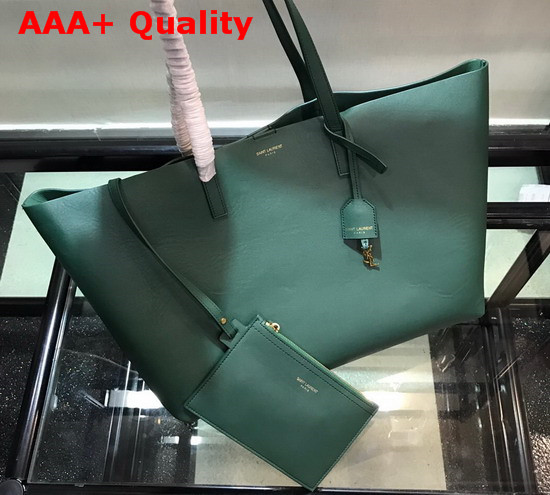 Saint Laurent EW Shopping Bag in Dark Green Supple Leather Replica