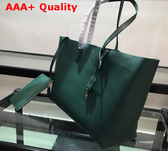 Saint Laurent EW Shopping Bag in Dark Green Supple Leather Replica