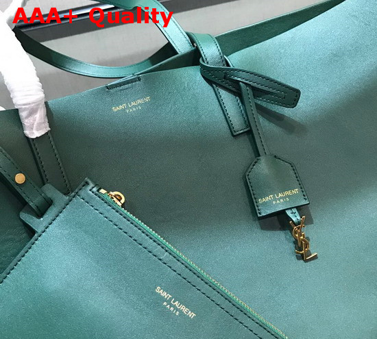 Saint Laurent EW Shopping Bag in Dark Green Supple Leather Replica