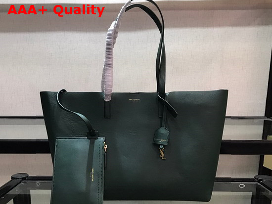 Saint Laurent EW Shopping Bag in Dark Green Supple Leather Replica