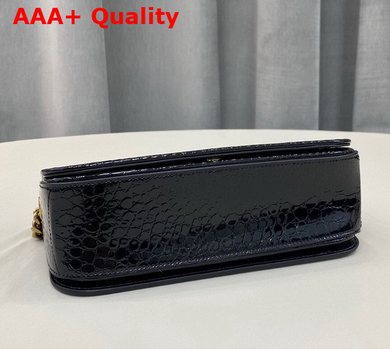 Saint Laurent Elise Shoulder Bag in Black Alligator Embossed Patent Leather Replica