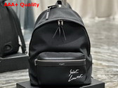Saint Laurent Embroidered City Backpack in Canvas Black and White Replica