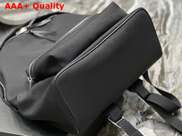 Saint Laurent Embroidered City Backpack in Canvas Black and White Replica