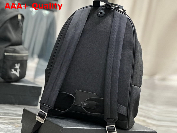 Saint Laurent Embroidered City Backpack in Canvas Black and White Replica