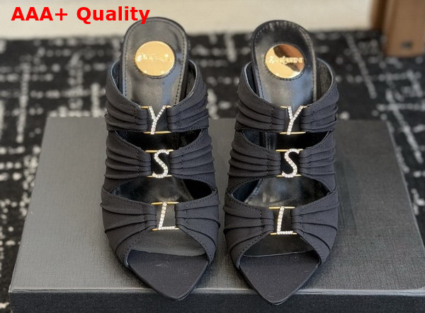 Saint Laurent Emilie Mules in Black Satin Crepe Replica
