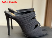Saint Laurent Emilie Mules in Black Satin Crepe Replica