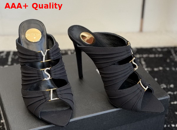 Saint Laurent Emilie Mules in Black Satin Crepe Replica