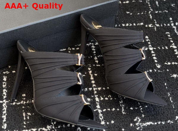 Saint Laurent Emilie Mules in Black Satin Crepe Replica