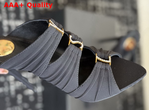 Saint Laurent Emilie Mules in Black Satin Crepe Replica