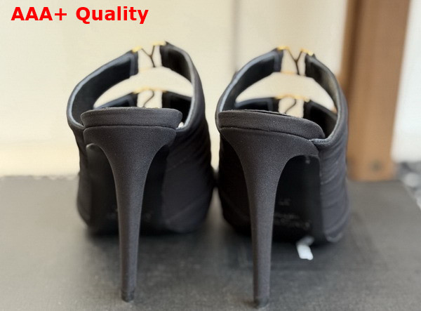 Saint Laurent Emilie Mules in Black Satin Crepe Replica