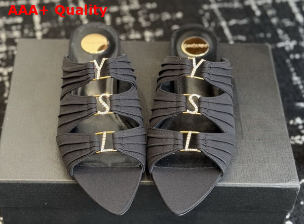 Saint Laurent Emilie Mules in Black Satin Crepe Replica