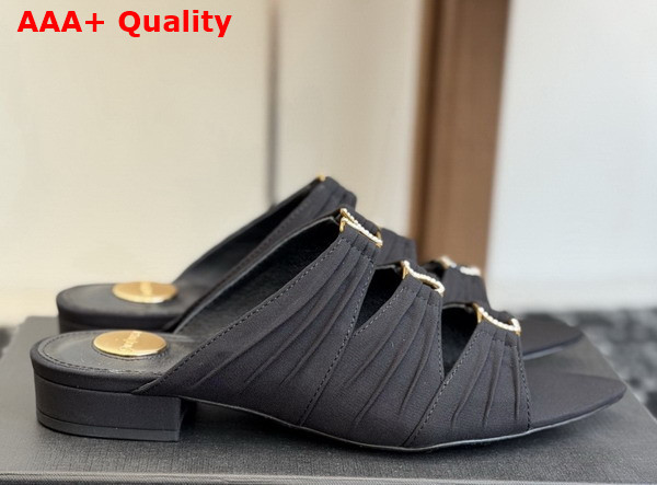 Saint Laurent Emilie Mules in Black Satin Crepe Replica