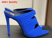 Saint Laurent Emilie Mules in Blue Satin Crepe Replica