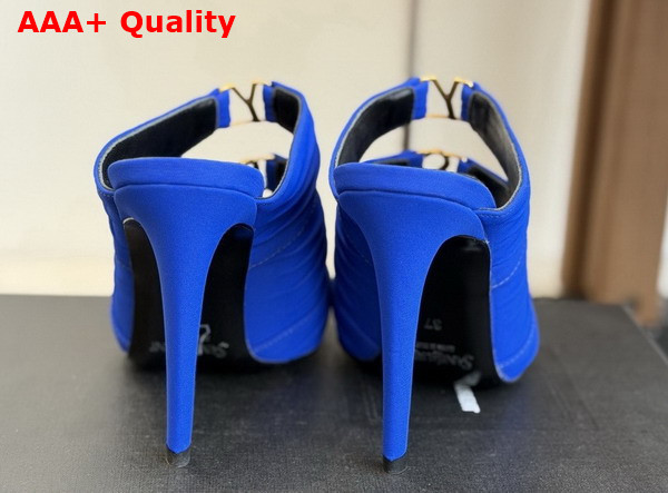 Saint Laurent Emilie Mules in Blue Satin Crepe Replica