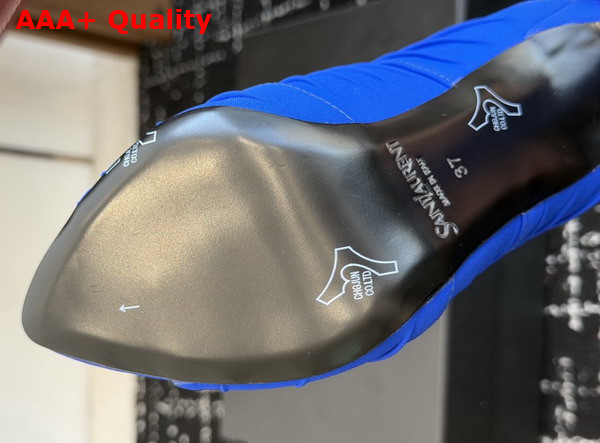 Saint Laurent Emilie Mules in Blue Satin Crepe Replica