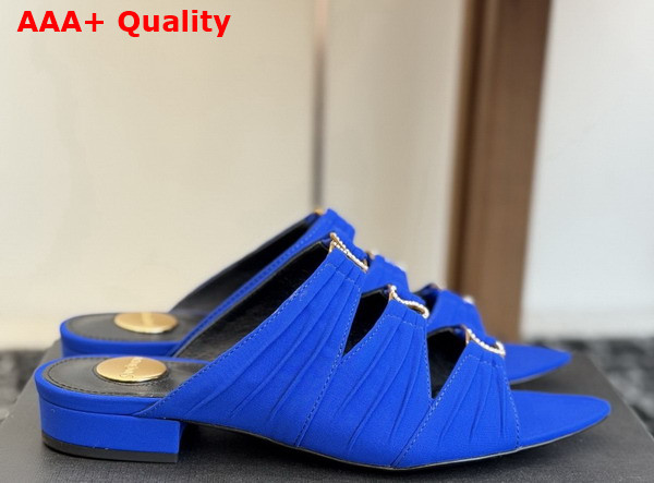 Saint Laurent Emilie Mules in Blue Satin Crepe Replica