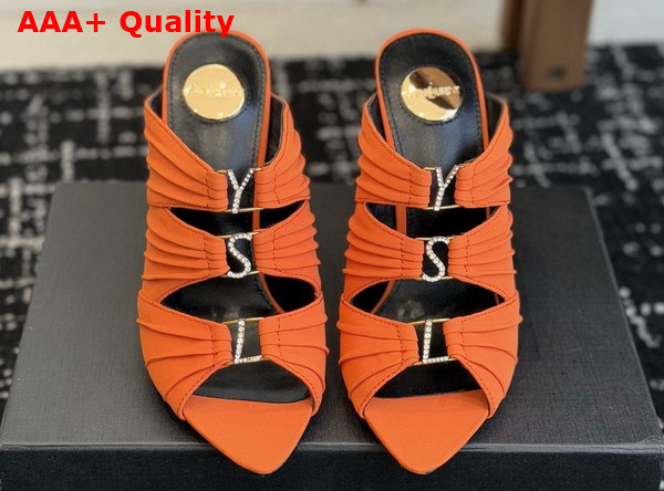 Saint Laurent Emilie Mules in Cadice Orange Satin Crepe Replica