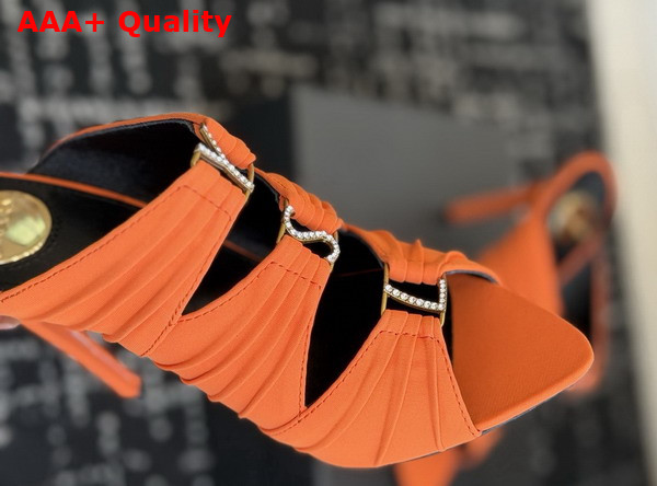 Saint Laurent Emilie Mules in Cadice Orange Satin Crepe Replica