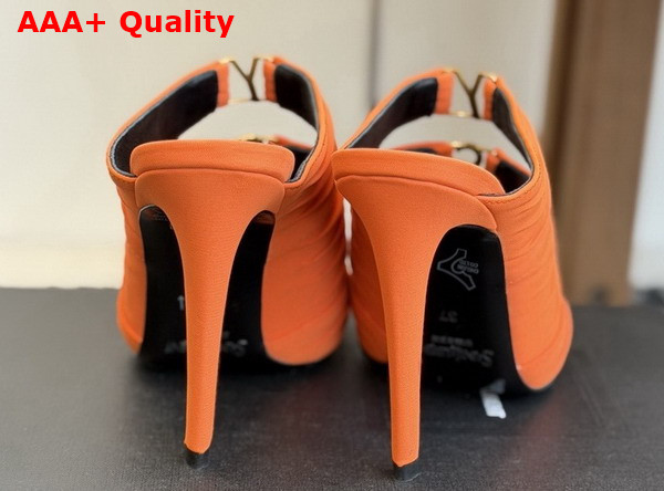 Saint Laurent Emilie Mules in Cadice Orange Satin Crepe Replica