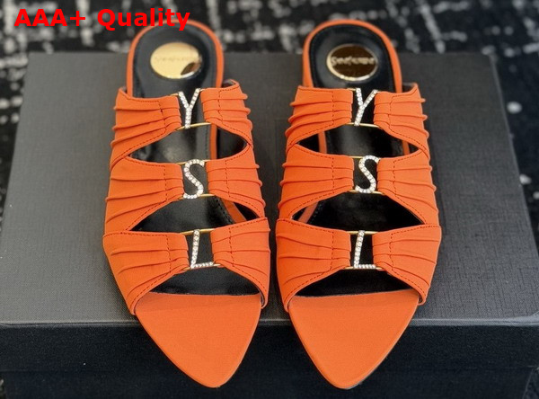 Saint Laurent Emilie Mules in Cadice Orange Satin Crepe Replica