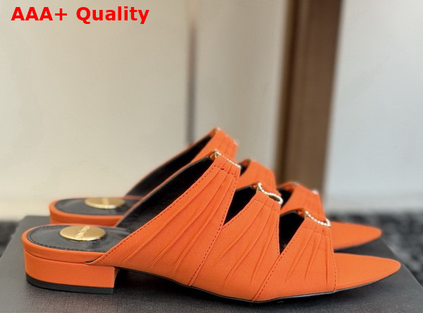 Saint Laurent Emilie Mules in Cadice Orange Satin Crepe Replica