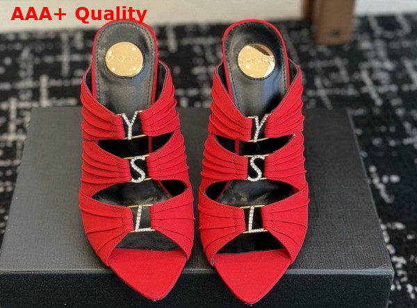 Saint Laurent Emilie Mules in Red Satin Crepe Replica