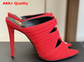 Saint Laurent Emilie Mules in Red Satin Crepe Replica