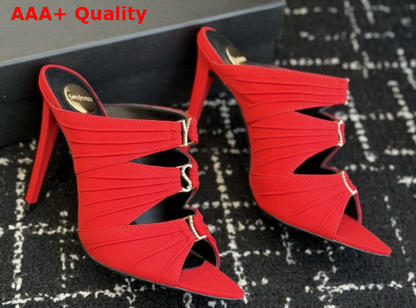 Saint Laurent Emilie Mules in Red Satin Crepe Replica