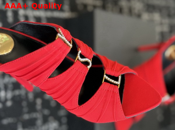 Saint Laurent Emilie Mules in Red Satin Crepe Replica