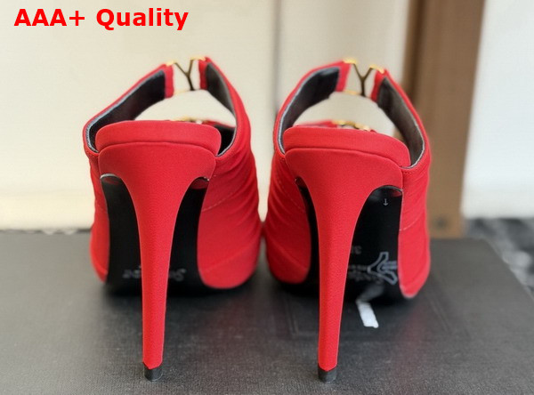 Saint Laurent Emilie Mules in Red Satin Crepe Replica