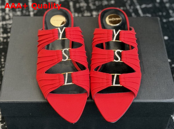 Saint Laurent Emilie Mules in Red Satin Crepe Replica