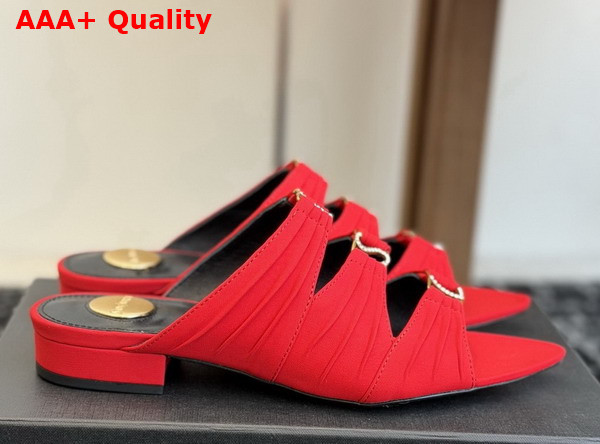 Saint Laurent Emilie Mules in Red Satin Crepe Replica