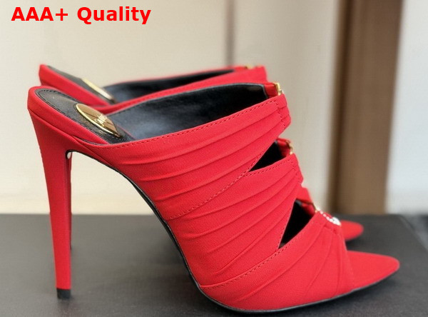 Saint Laurent Emilie Mules in Red Satin Crepe Replica