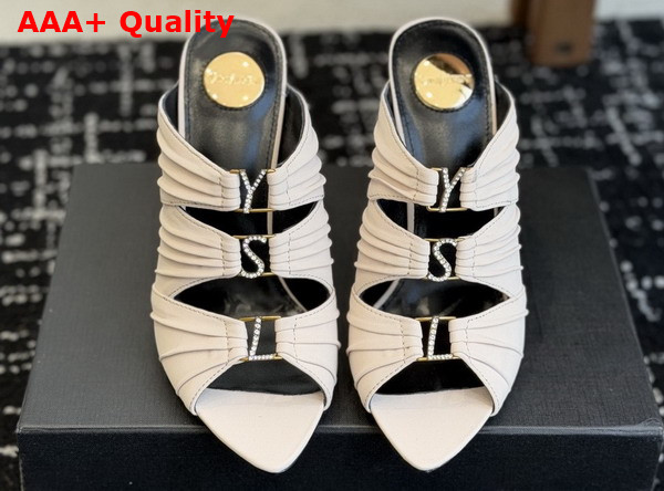 Saint Laurent Emilie Mules in White Satin Crepe Replica