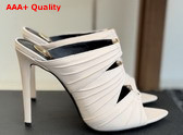 Saint Laurent Emilie Mules in White Satin Crepe Replica