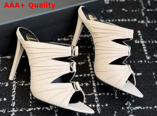 Saint Laurent Emilie Mules in White Satin Crepe Replica