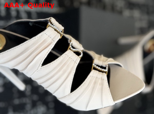Saint Laurent Emilie Mules in White Satin Crepe Replica